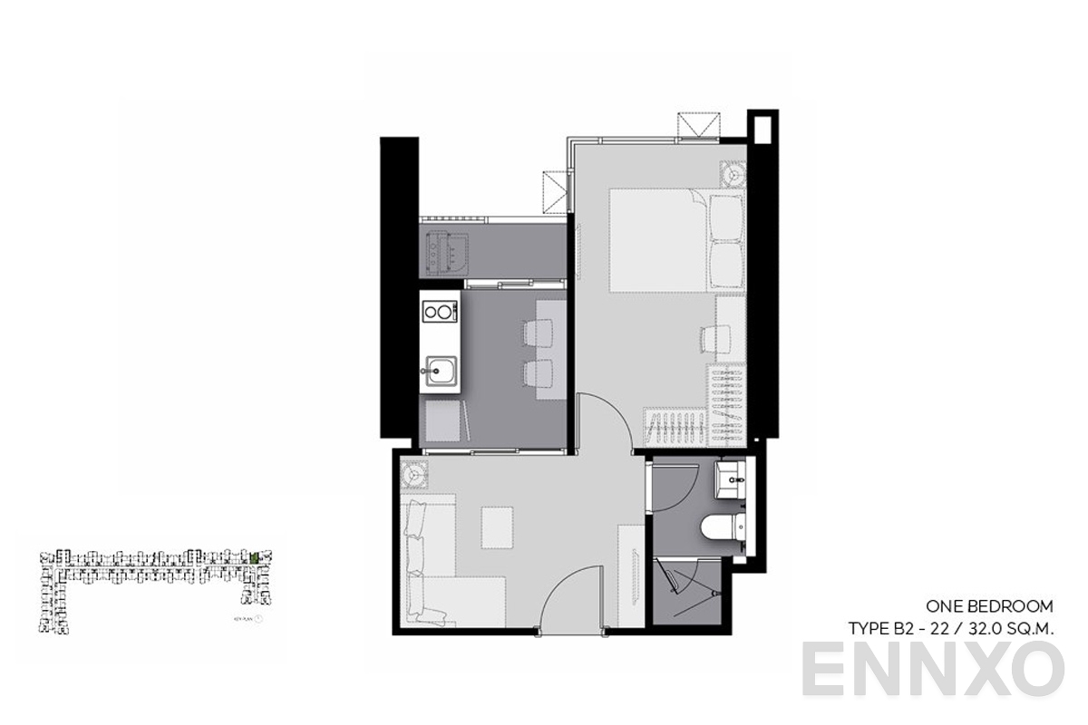 รูปแปลนห้อง B2-22 ของโครงการ Life Sathorn Sierra