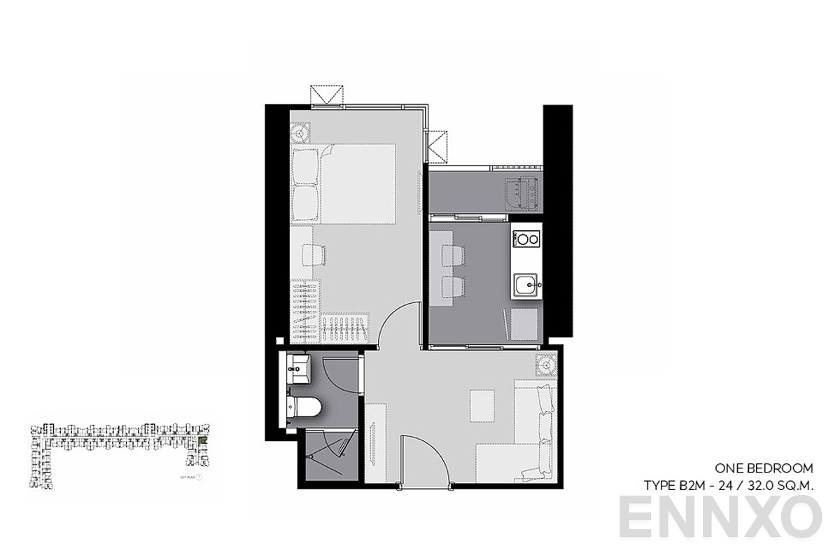 รูปแปลนห้อง B2M-24 ของโครงการ Life Sathorn Sierra