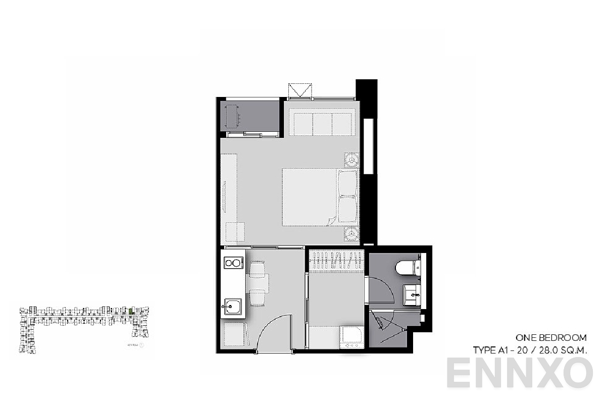 รูปแปลนห้อง A1-20 ของโครงการ Life Sathorn Sierra