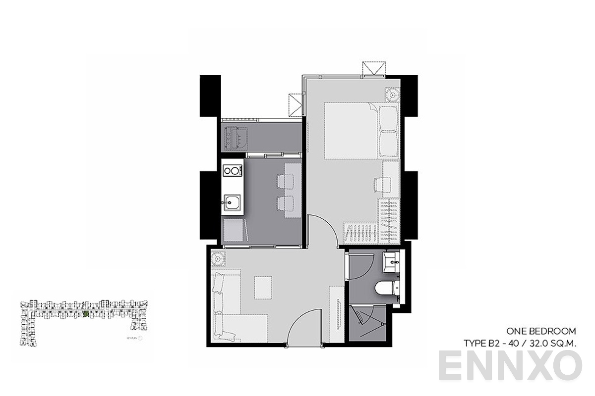 รูปแปลนห้อง B2-40 ของโครงการ Life Sathorn Sierra