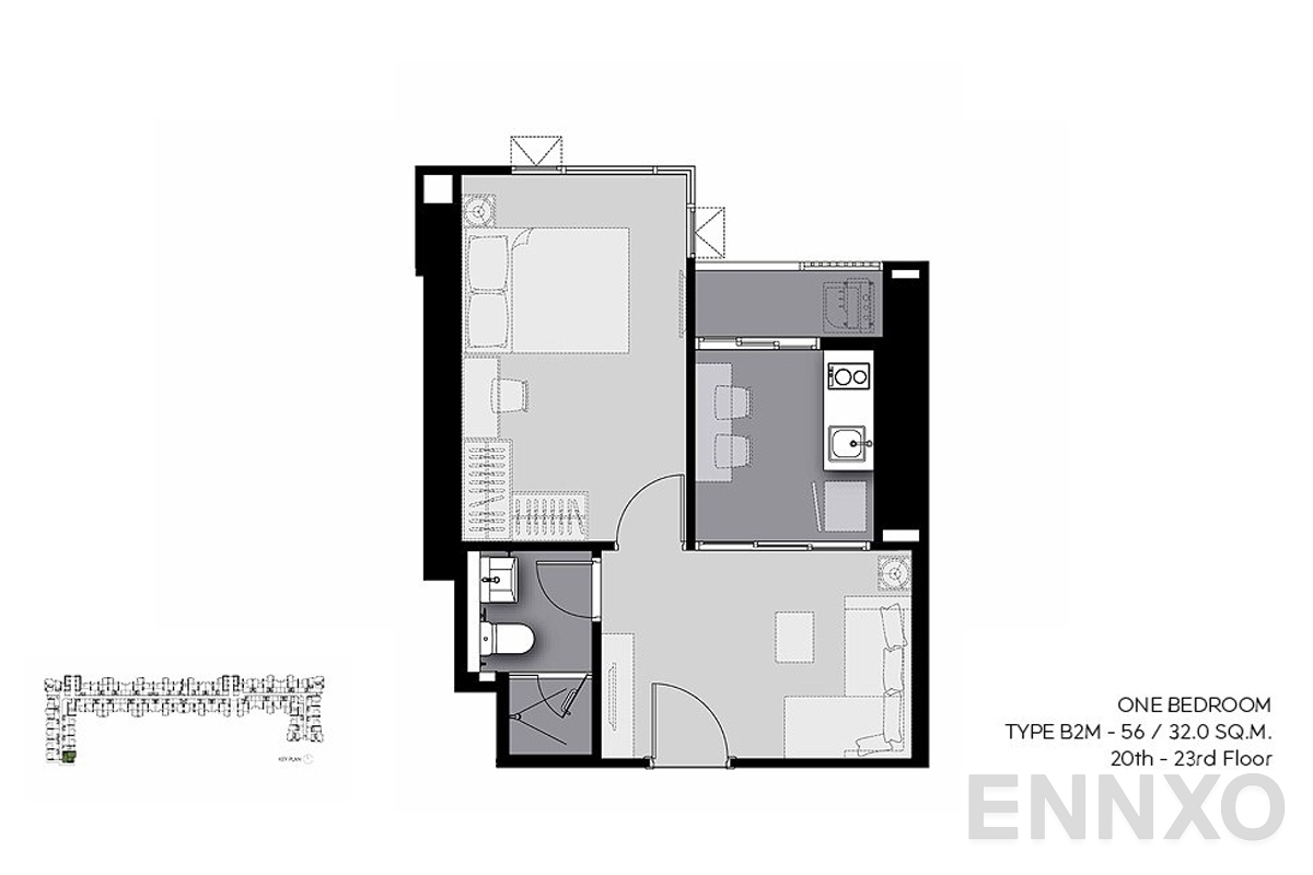รูปแปลนห้อง B2M-56-(20-23) ของโครงการ Life Sathorn Sierra
