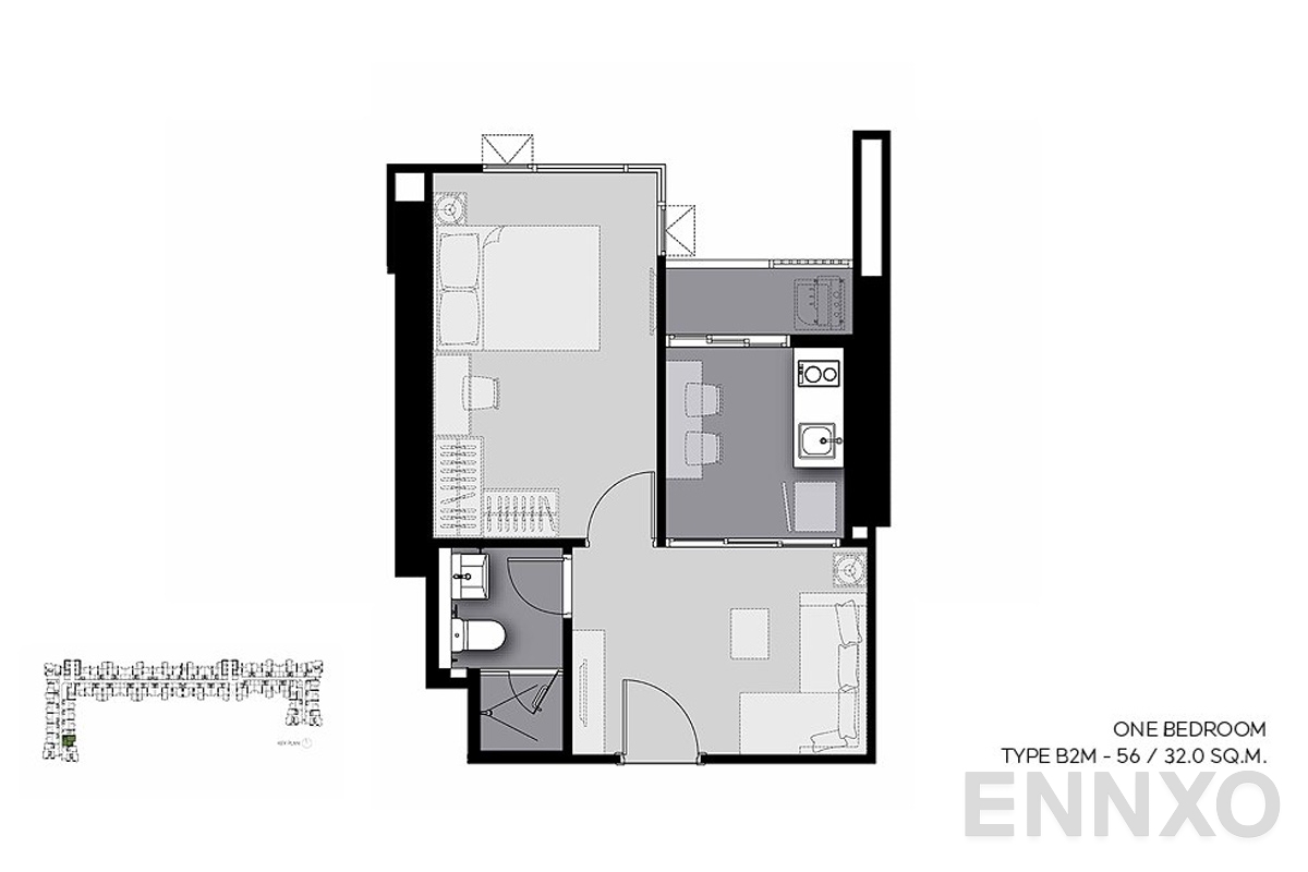 รูปแปลนห้อง B2M-56 ของโครงการ Life Sathorn Sierra