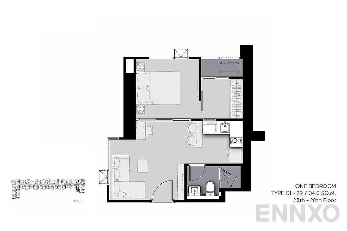 รูปแปลนห้อง 29-C1-29 (25th-28th floor) ของโครงการ Life Sathorn Sierra