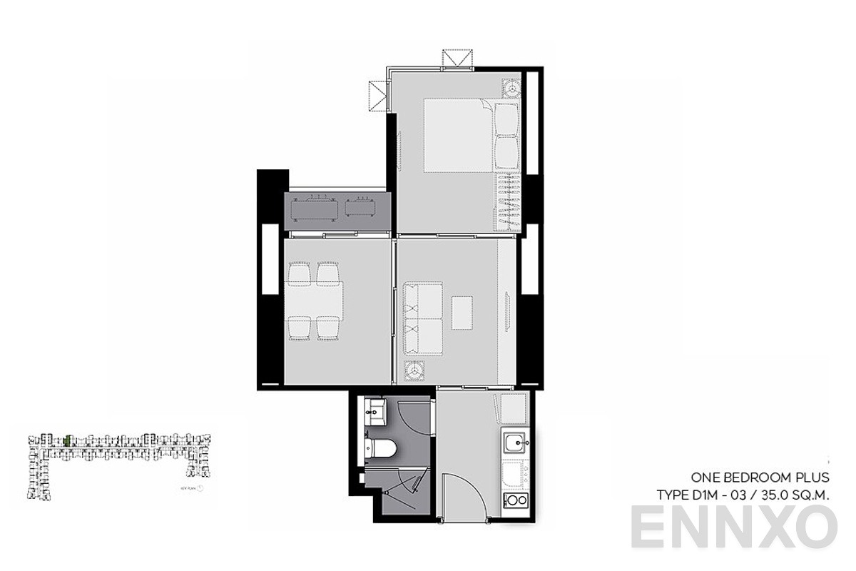 รูปแปลนห้อง D1M-03 ของโครงการ Life Sathorn Sierra