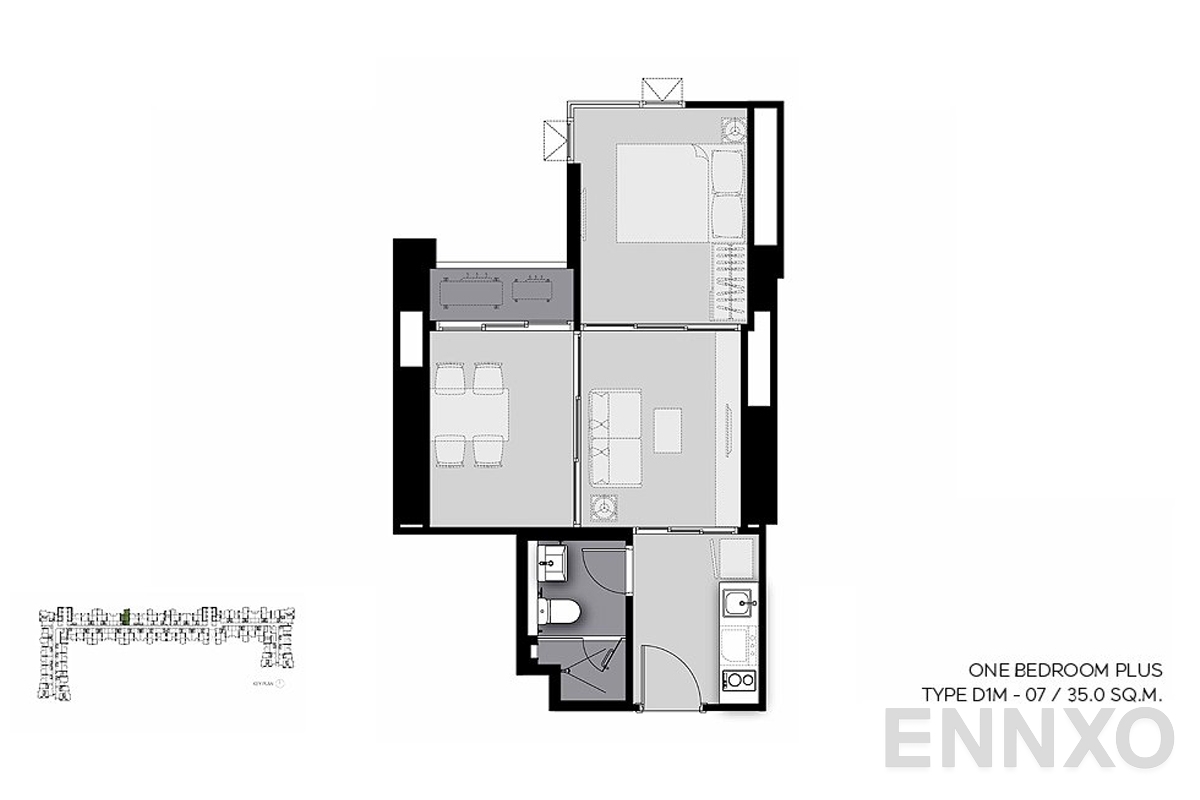 รูปแปลนห้อง D1M-07 ของโครงการ Life Sathorn Sierra