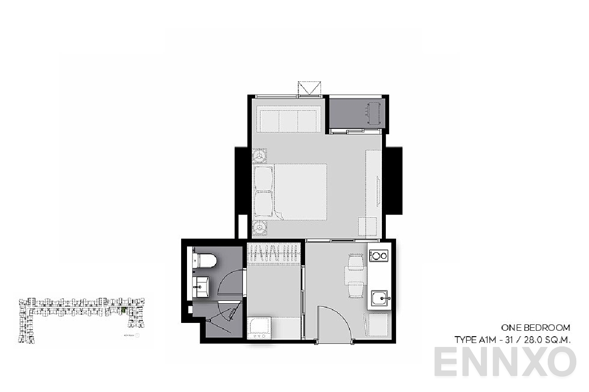 รูปแปลนห้อง A1M-31 ของโครงการ Life Sathorn Sierra