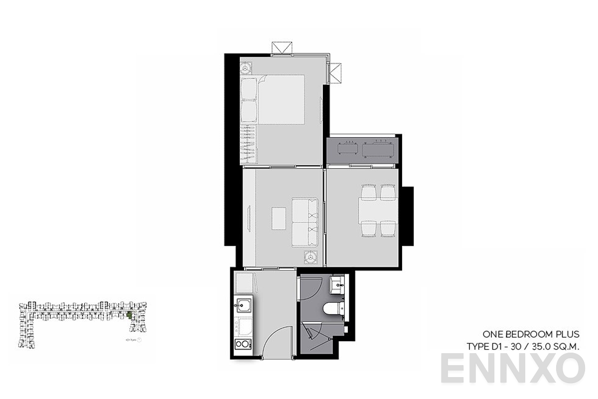 รูปแปลนห้อง D1-30 ของโครงการ Life Sathorn Sierra