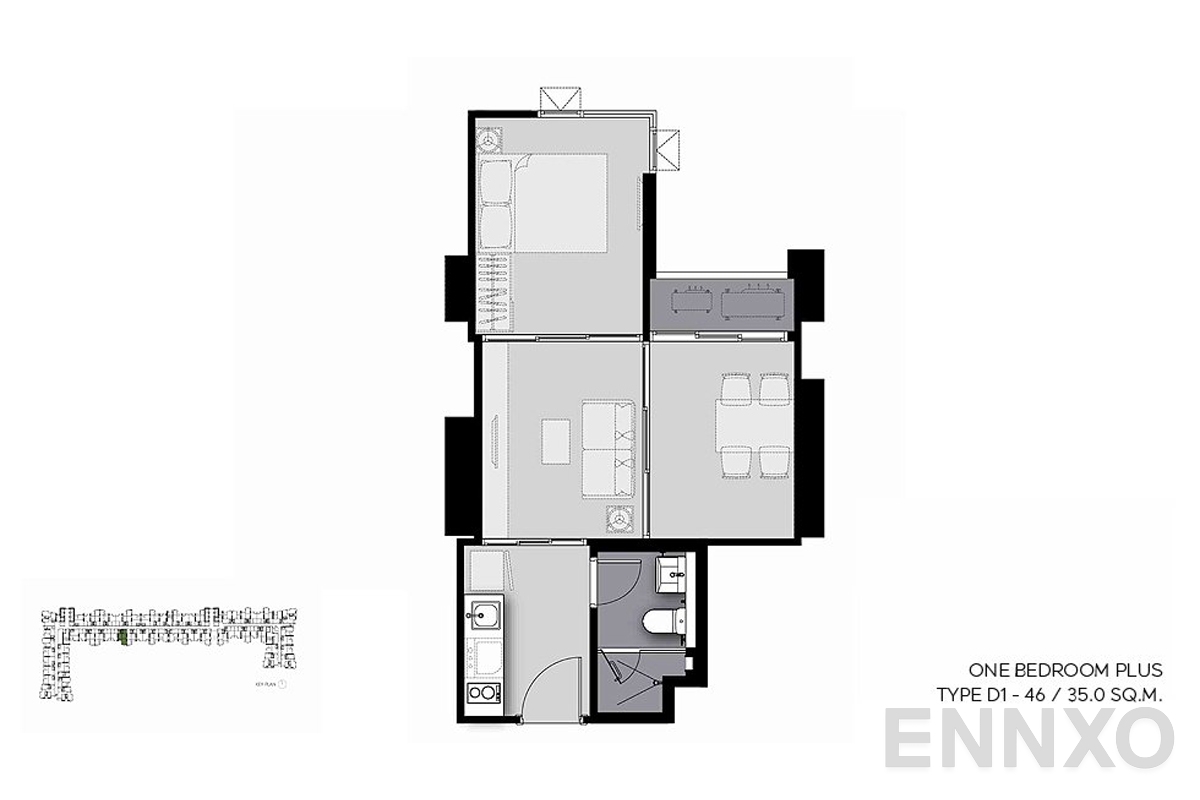 รูปแปลนห้อง D1-46 ของโครงการ Life Sathorn Sierra