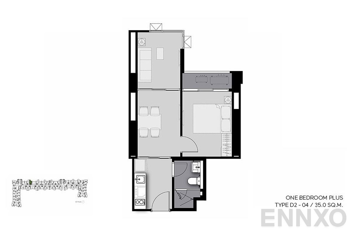 รูปแปลนห้อง D2-04 ของโครงการ Life Sathorn Sierra