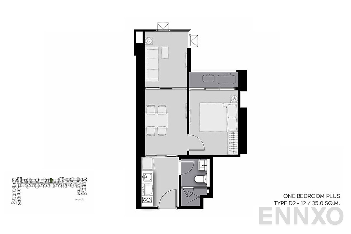 รูปแปลนห้อง D2-12 ของโครงการ Life Sathorn Sierra