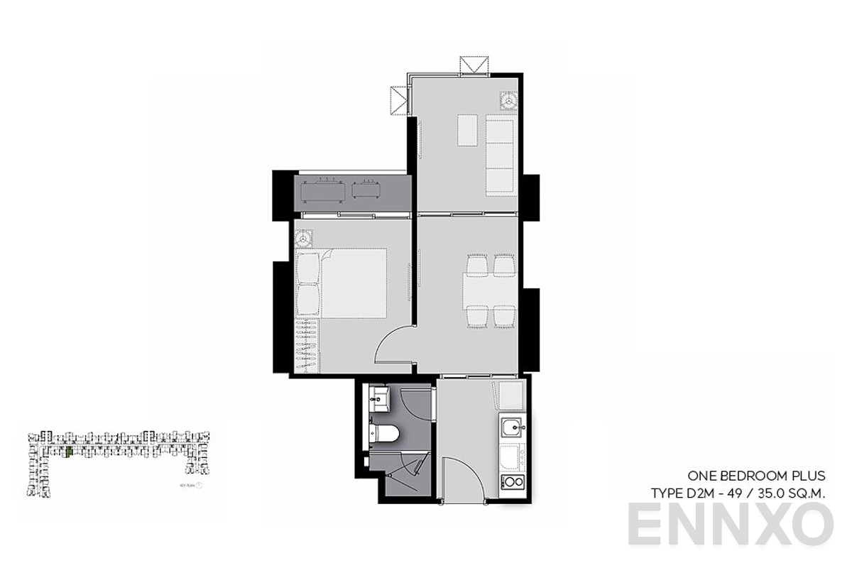 รูปแปลนห้อง D2M-49 ของโครงการ Life Sathorn Sierra