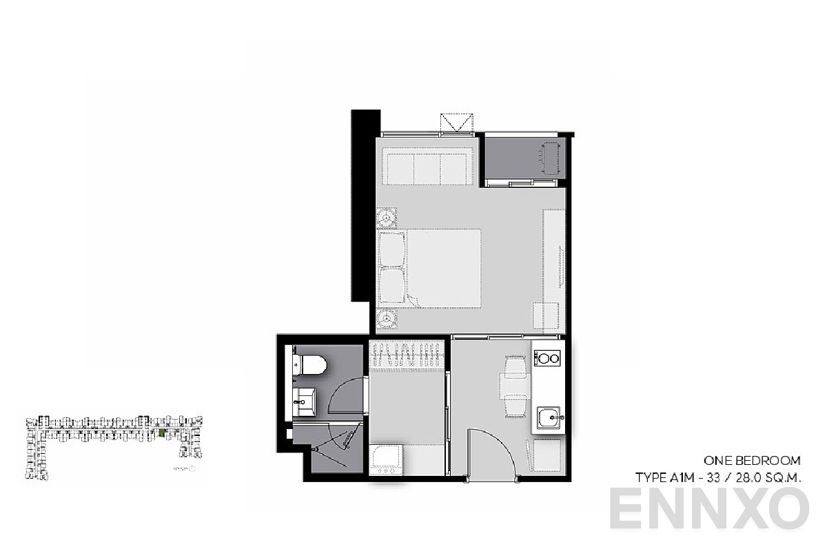 รูปแปลนห้อง A1M-33 ของโครงการ Life Sathorn Sierra