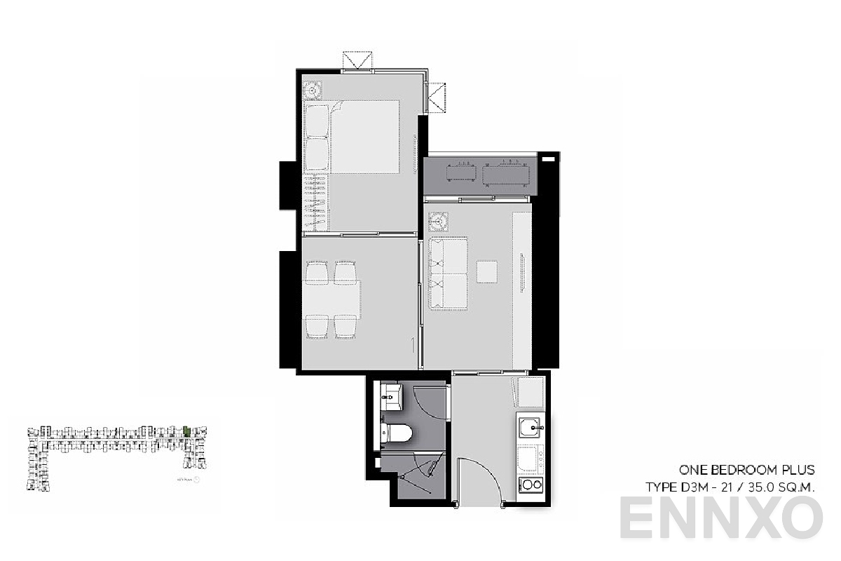 รูปแปลนห้อง D3M-21 ของโครงการ Life Sathorn Sierra