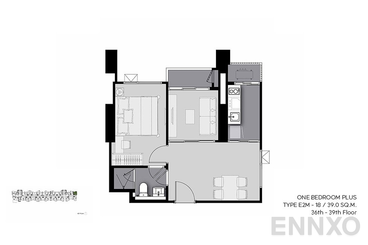 รูปแปลนห้อง E2M-18 (36th-39th-floor) ของโครงการ Life Sathorn Sierra