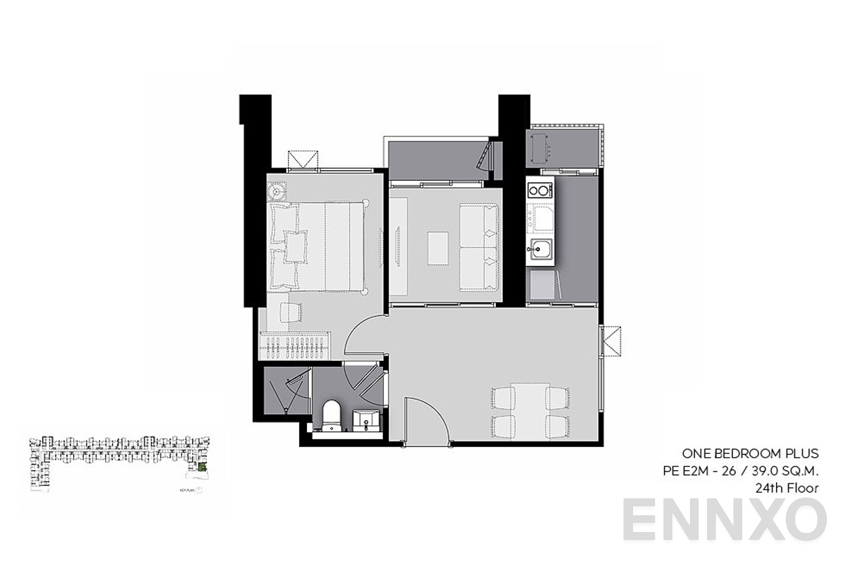 รูปแปลนห้อง E2M-26 (24th-floor) ของโครงการ Life Sathorn Sierra