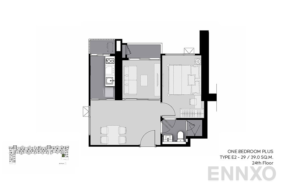รูปแปลนห้อง E2-29 (24th-floor) ของโครงการ Life Sathorn Sierra