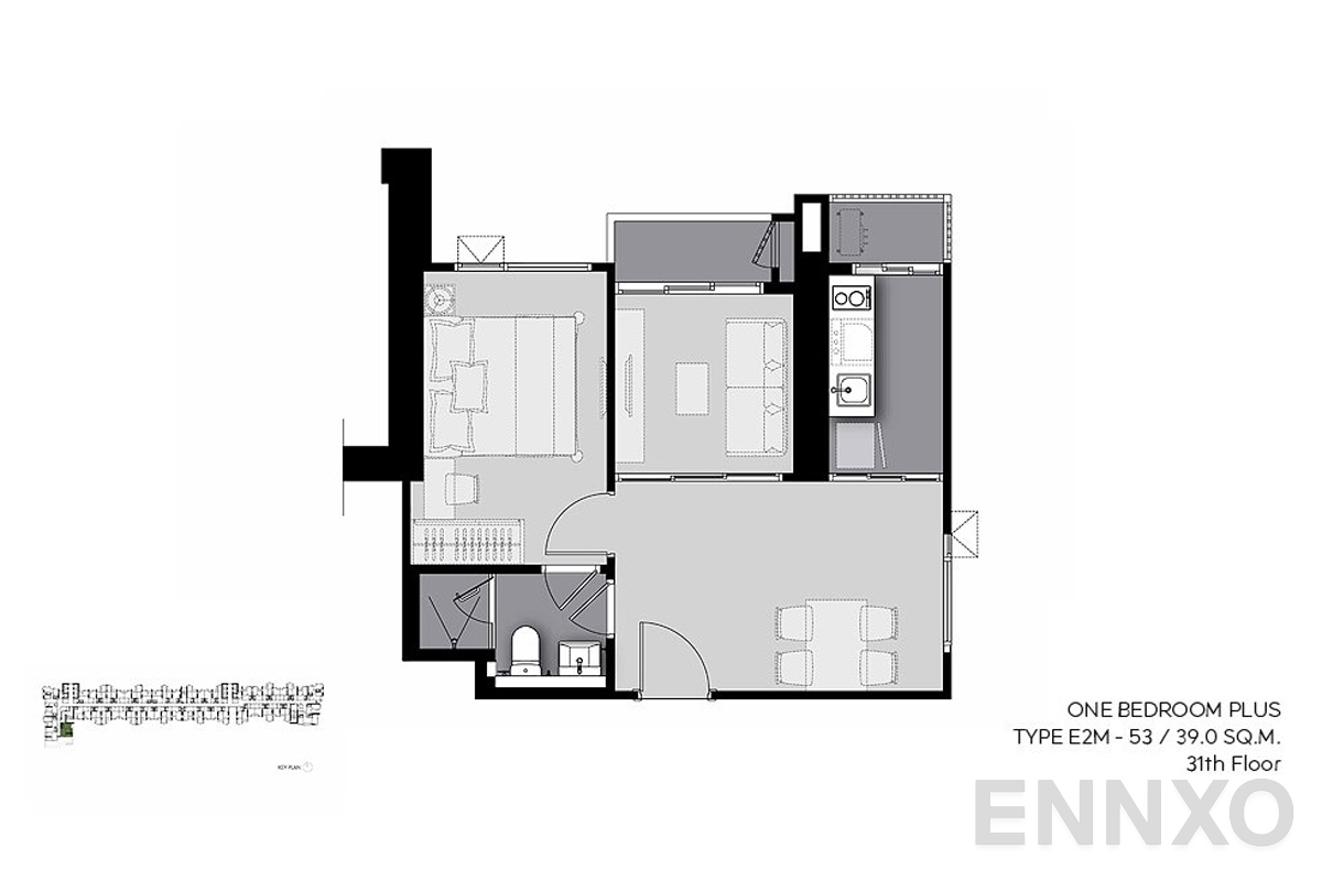 รูปแปลนห้อง E2M-53 (31st-floor) ของโครงการ Life Sathorn Sierra