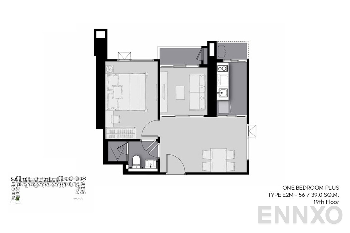 รูปแปลนห้อง E2M-56 (19th-floor) ของโครงการ Life Sathorn Sierra