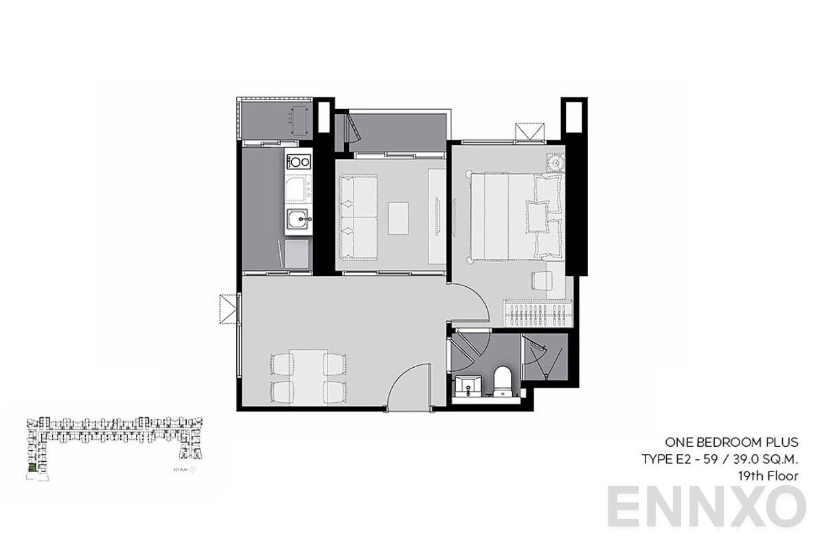 รูปแปลนห้อง E2-59 (19th-floor) ของโครงการ Life Sathorn Sierra
