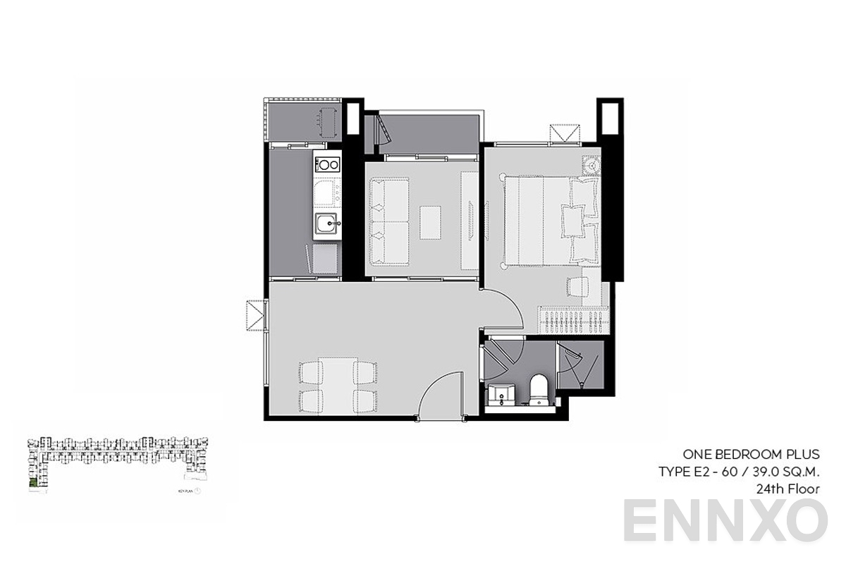 รูปแปลนห้อง E2-60 (24th-floor) ของโครงการ Life Sathorn Sierra
