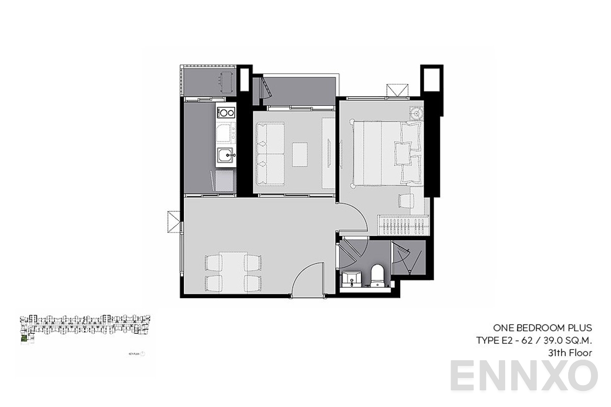 รูปแปลนห้อง E2-62 (31st-floor) ของโครงการ Life Sathorn Sierra