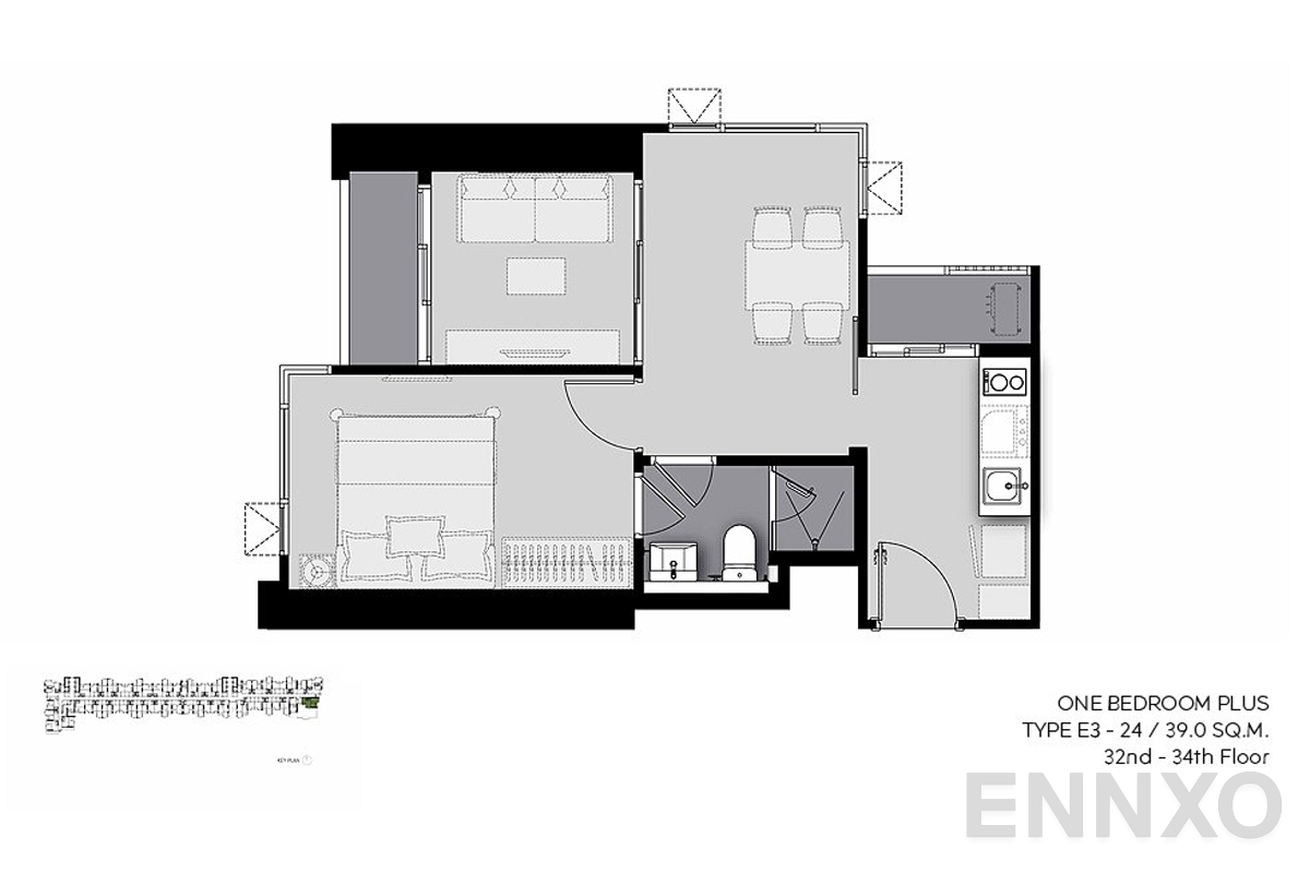 รูปแปลนห้อง E3-24 ของโครงการ Life Sathorn Sierra