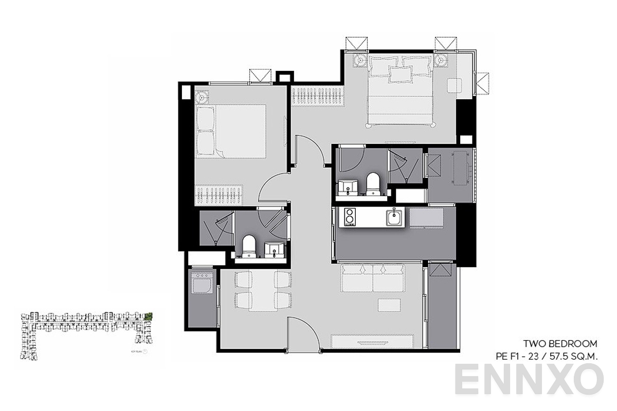 รูปแปลนห้อง F1-23 ของโครงการ Life Sathorn Sierra