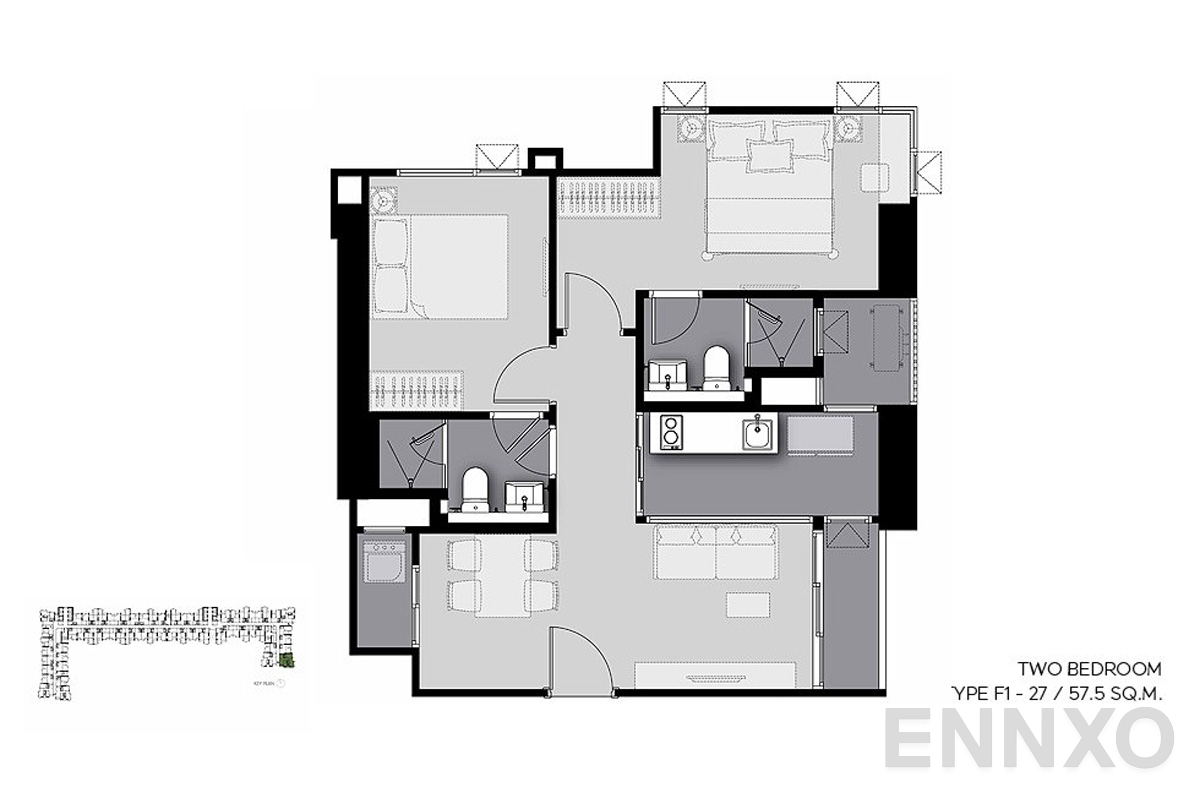 รูปแปลนห้อง F1-27 ของโครงการ Life Sathorn Sierra