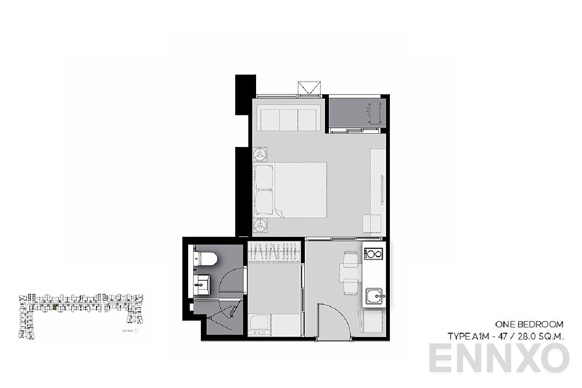 รูปแปลนห้อง A1M-47 ของโครงการ Life Sathorn Sierra