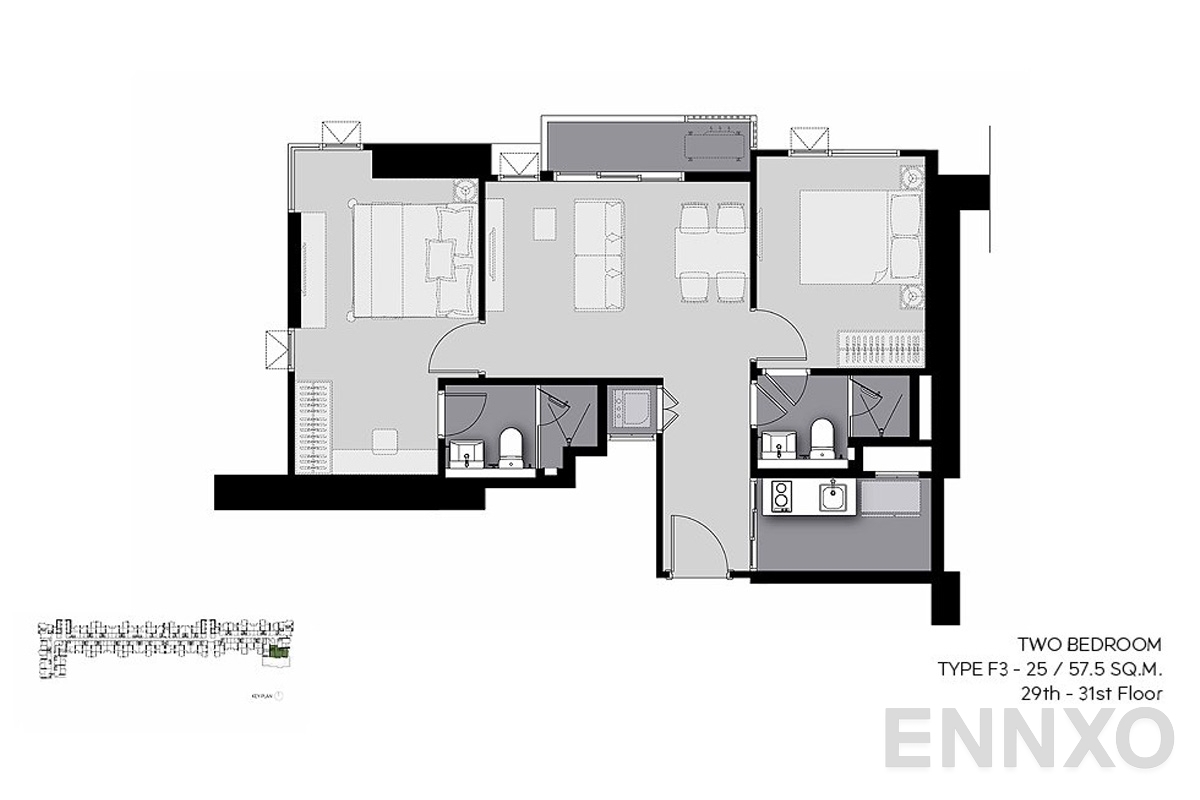 รูปแปลนห้อง F3-25 (29th-31st-floor) ของโครงการ Life Sathorn Sierra