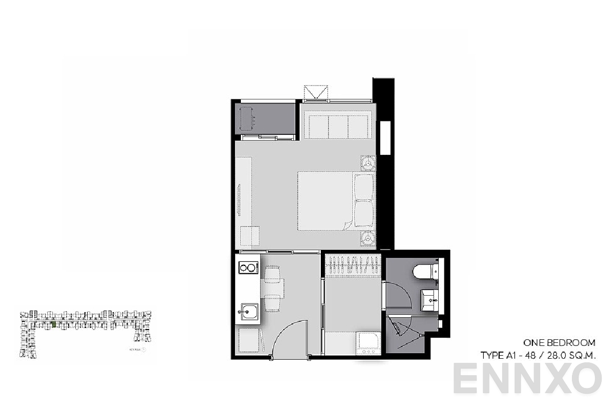 รูปแปลนห้อง A1-48 ของโครงการ Life Sathorn Sierra