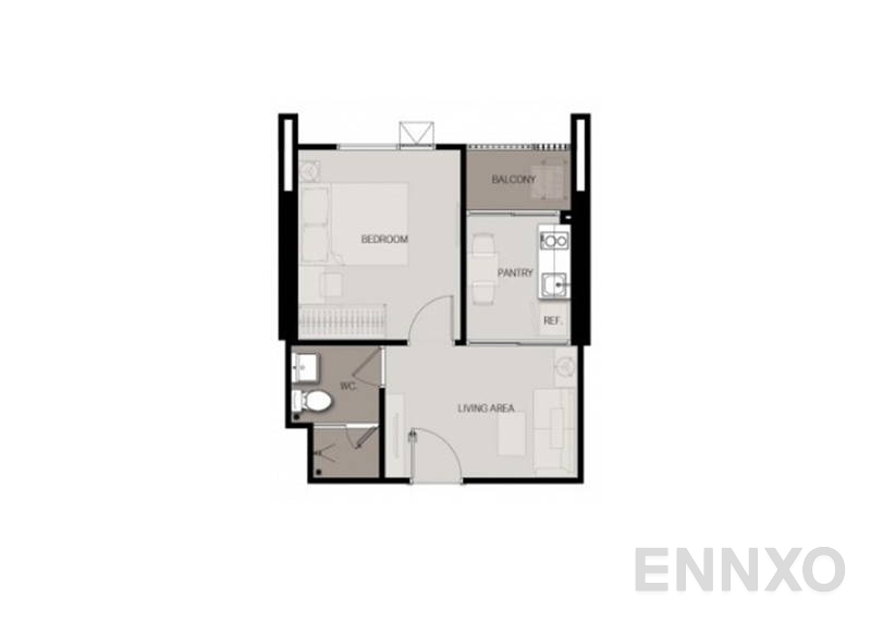 รูปแปลนห้อง 1 Bedroom โครงการ ไลฟ์ สุขุมวิท 48