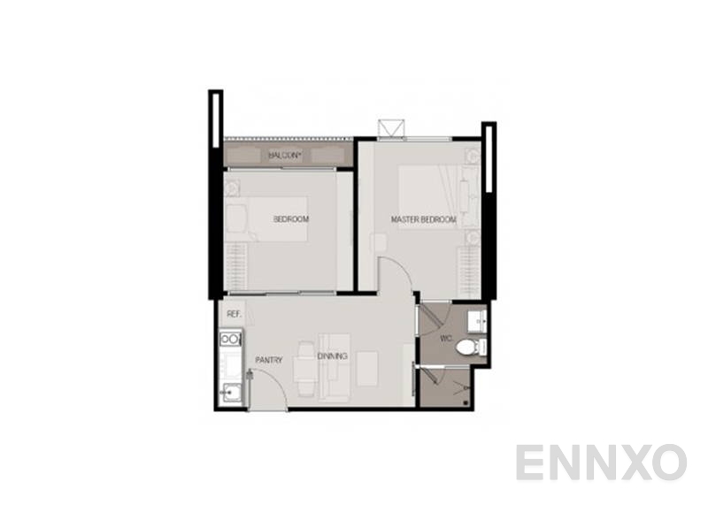 รูปแปลนห้อง 1 Bedroom Plus ของโครงการ ไลฟ์ สุขุมวิท 48