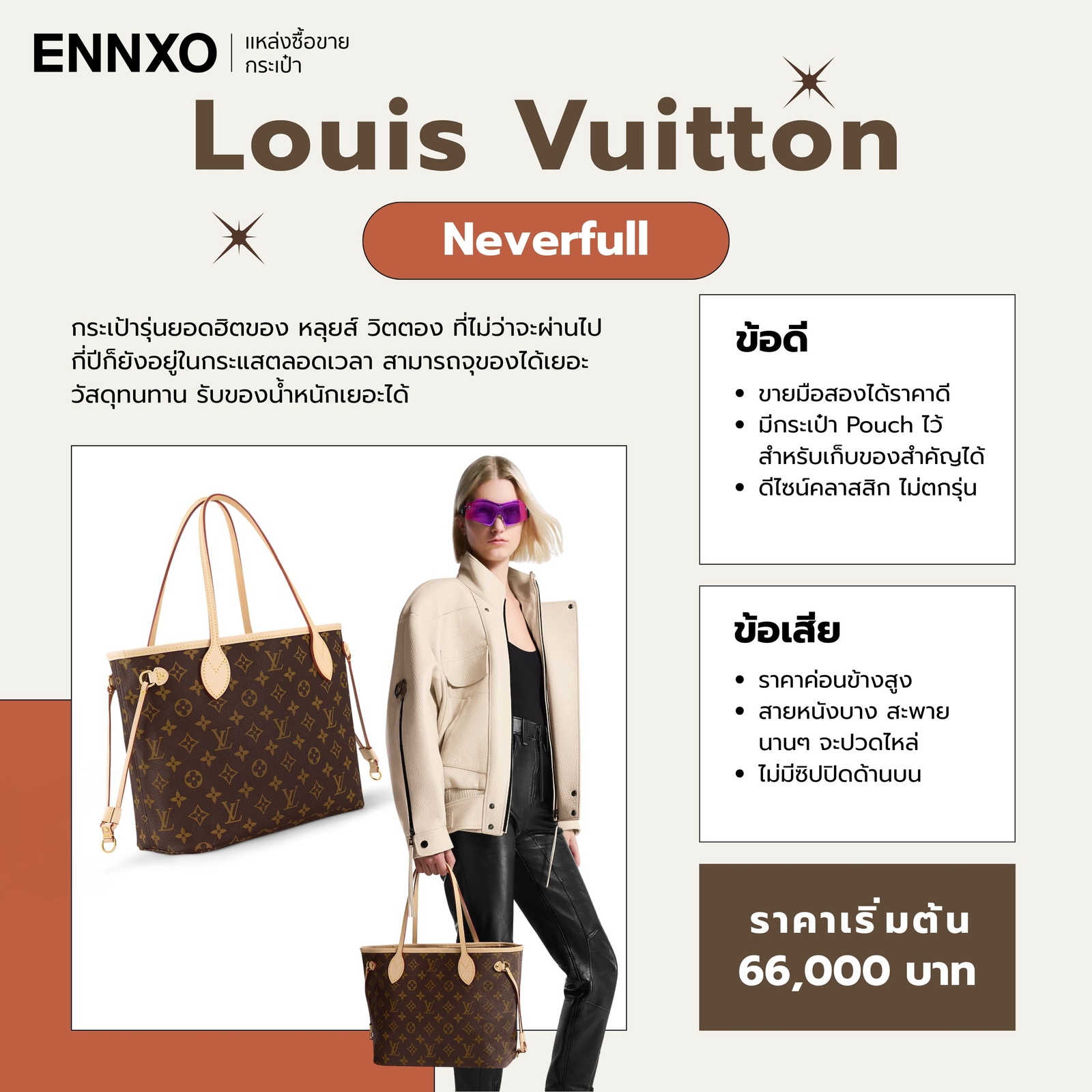 Louis Vuitton Neverfull ข้อดี ข้อเสีย