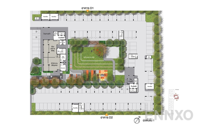 แปลนชั้น Tower D1, D2 : Ground Floor ของโครงการ ลุมพินี คอนโดทาวน์ เอกชัย 48 (เฟส 1)