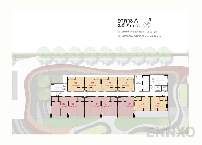 แปลนชั้น 3rd - 23rd Floor ของโครงการ ลุมพินี พาร์ค บรมราชชนนี - สิรินธร