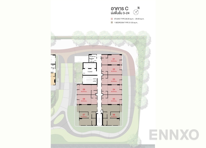 แปลนชั้น 3rd - 24th Floor ของโครงการ ลุมพินี พาร์ค บรมราชชนนี - สิรินธร
