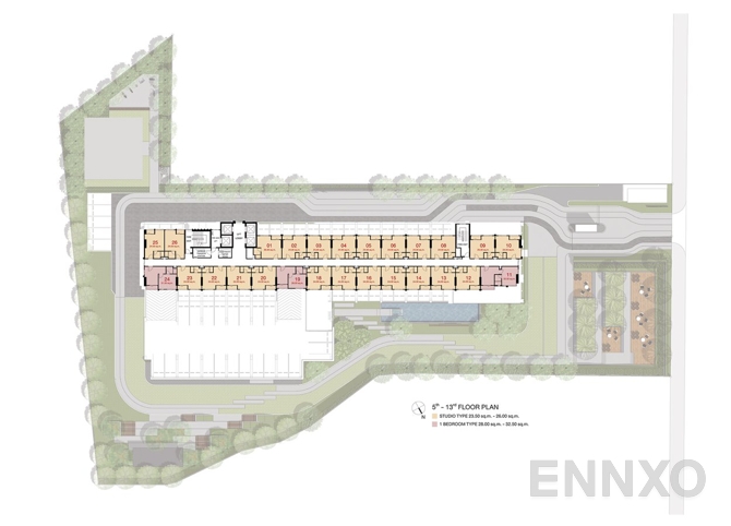แปลนชั้น 5th - 13rd Floor ของโครงการ ลุมพินี พาร์ค พหล 32