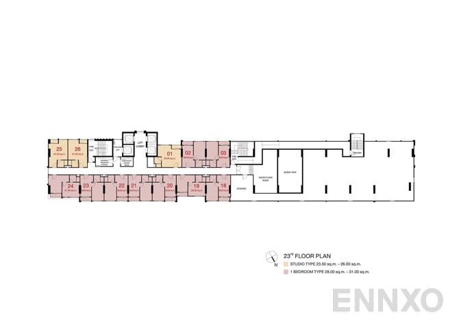แปลนชั้น 23th Floor ของโครงการ ลุมพินี พาร์ค พหล 32