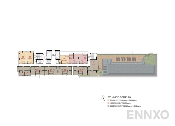 แปลนชั้น 25th - 30th Floor ของโครงการ ลุมพินี พาร์ค พหล 32