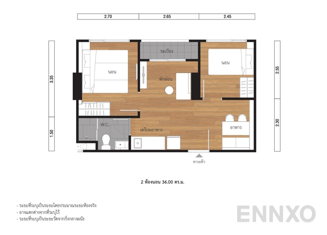 รูปแปลนห้อง 36.00 SQ.M. ของโครงการ ลุมพินี พาร์ค พหล 32