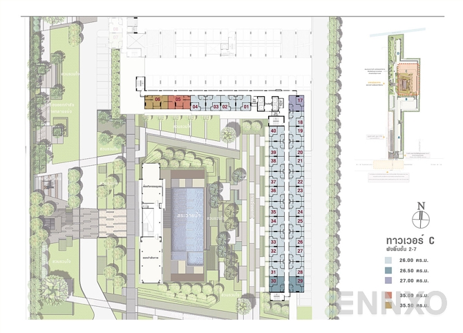 แปลนชั้น 2nd - 7th Floor ของโครงการ Lumpini Park Phetkasem 98 Phase 2