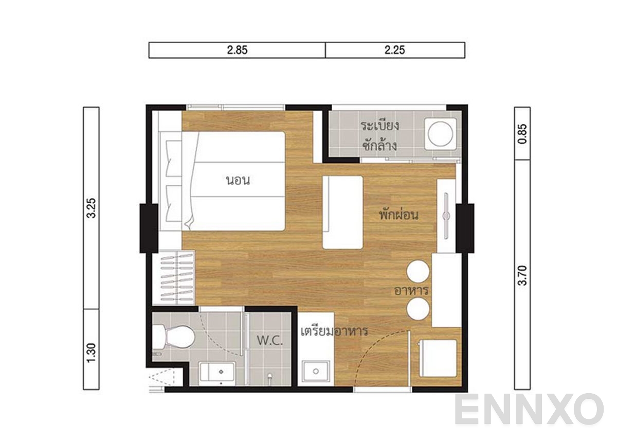 รูปแปลนห้อง Studio ของโครงการ ลุมพินี เพลส บางนา กม.3