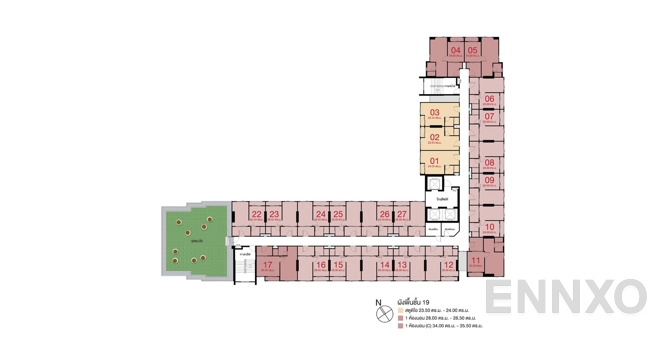 แปลนชั้น 19th Floor ของโครงการ ลุมพินี เพลส แจ้งวัฒนะ - ปากเกร็ด สเตชั่น