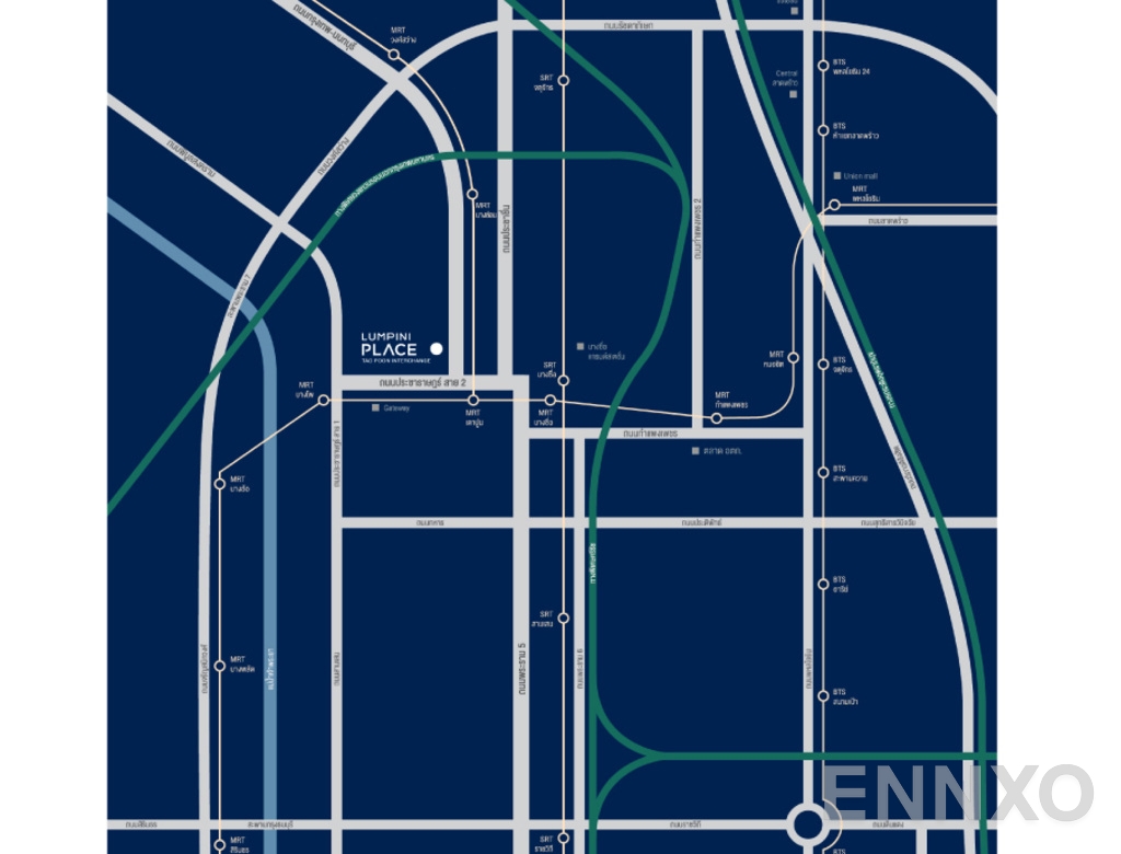 ภาพแผนที่แสดงที่ตั้งโครงการ Lumpini Place Taopoon Interchange 
(ลุมพินี เพลส เตาปูน อินเตอร์เชนจ์) และสถานที่โดยรอบ