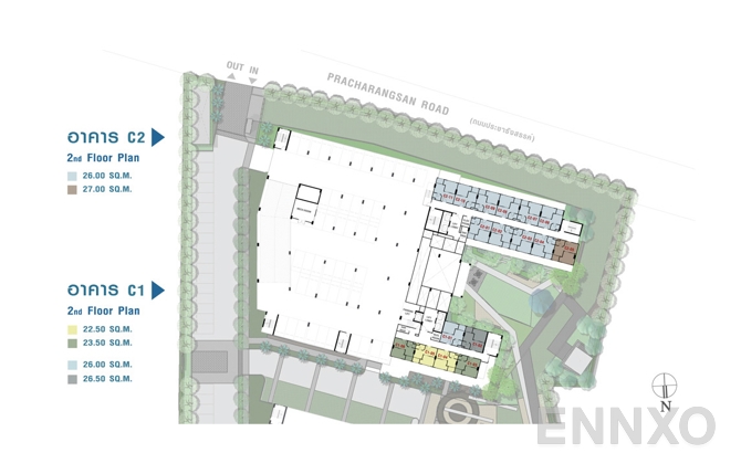 แปลนชั้น C1-C2 - 2nd Floor ของโครงการ ลุมพินี เพลส ยูดี - โพศรี
