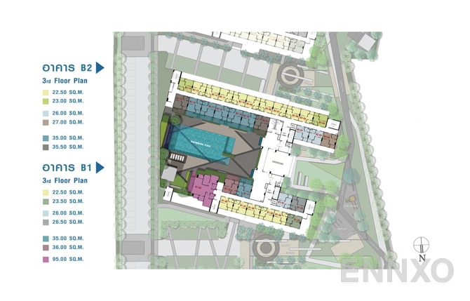 แปลนชั้น B1-B2 - 3rd Floor ของโครงการ ลุมพินี เพลส ยูดี - โพศรี