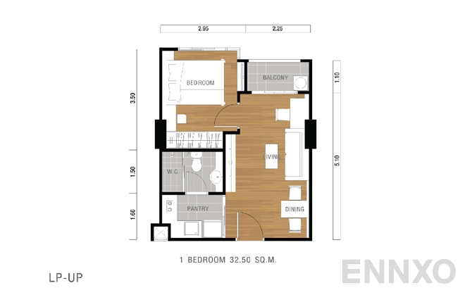 รูปแปลนห้อง 32.50 SQ.M. ของโครงการ ลุมพินี เพลส ยูดี - โพศรี