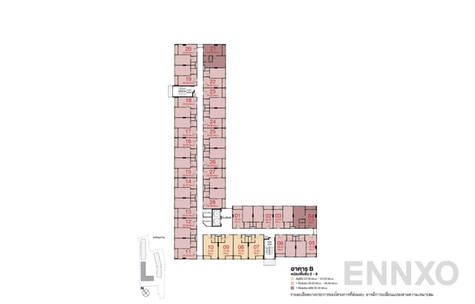 แปลนชั้น Building B : 2nd-8th Floor ของโครงการ ลุมพินี ซีเล็คเต็ด จรัญ 65 - สิรินธร สเตชั่น