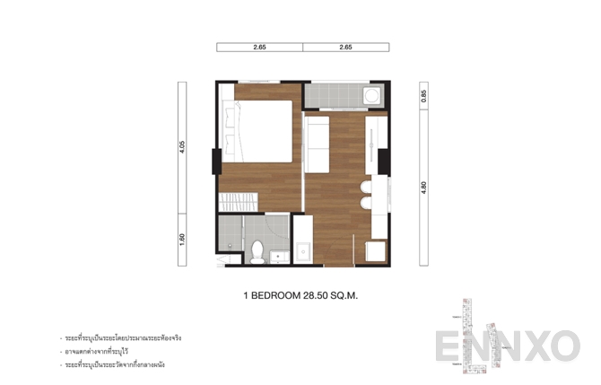 รูปแปลนห้อง 28.50 SQ.M. ของโครงการ ลุมพินี ซีเล็คเต็ด จรัญ 65 - สิรินธร สเตชั่น